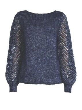 TOMMY BAHAMA Shimmer Balloon Sleeve Sweater in Navy